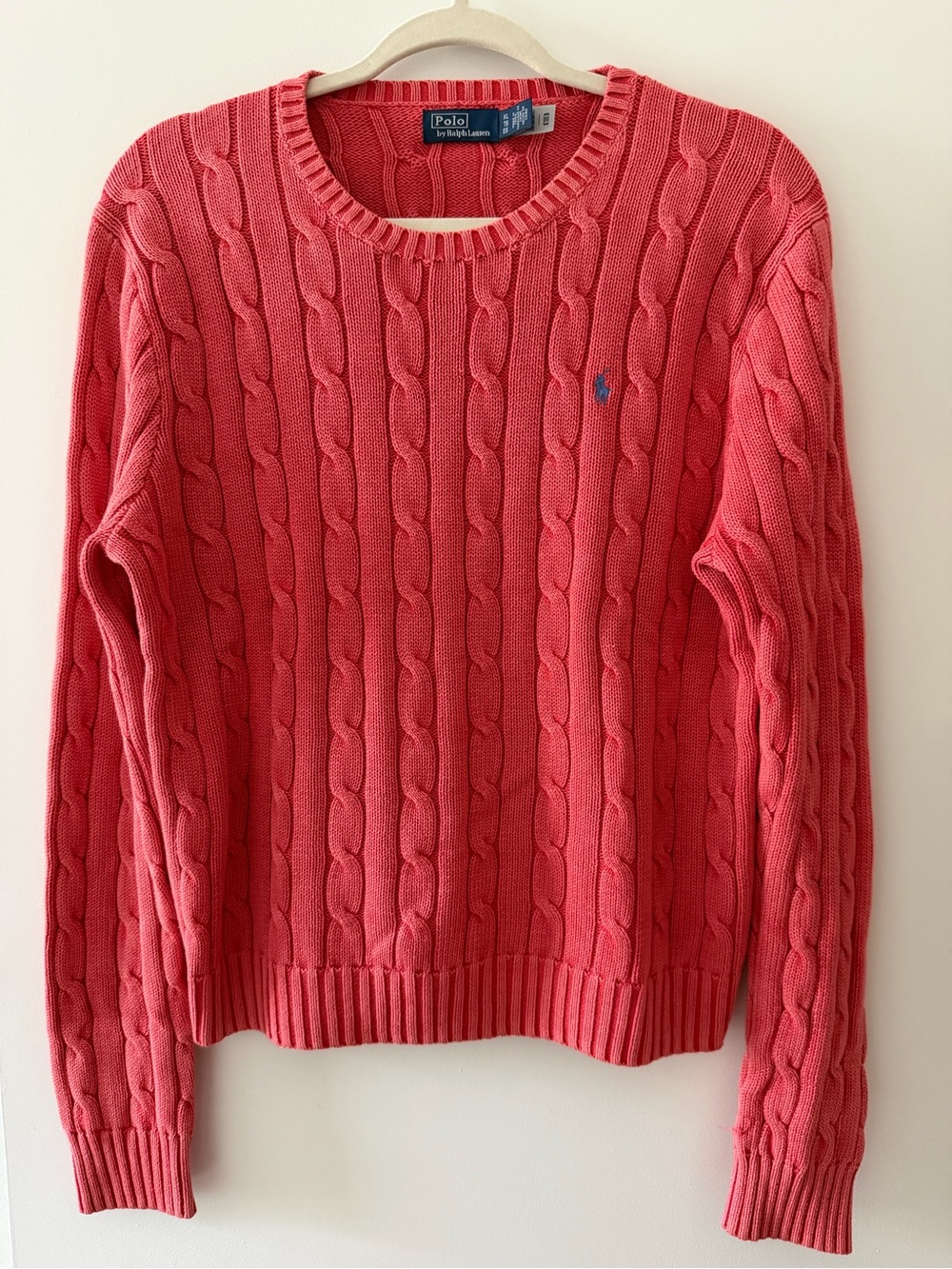 Polo by Ralph Lauren Coral Cable Knit Crewneck Sweater